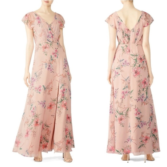 Monique Lhuillier | Floral Maxi Dress w/ Slit size 2 - Picture 3 of 9